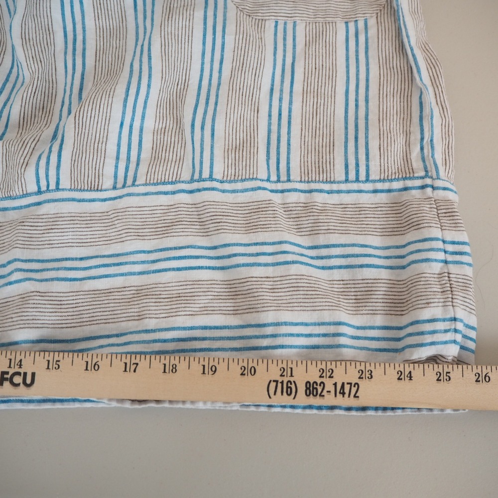J. Jill Love Linen Sleeveless Striped Shift‎ Dress Women's Large Pockets Coastal - Picture 7 of 9
